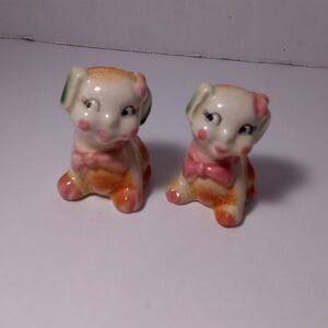 Vintage Girl Puppies Novelty Salt And Pepper Shakers